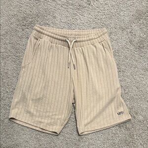 Men's Beige Ribbed Athletic Shorts